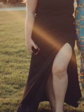 Elegant Black Prom Dress with High Thigh Slit